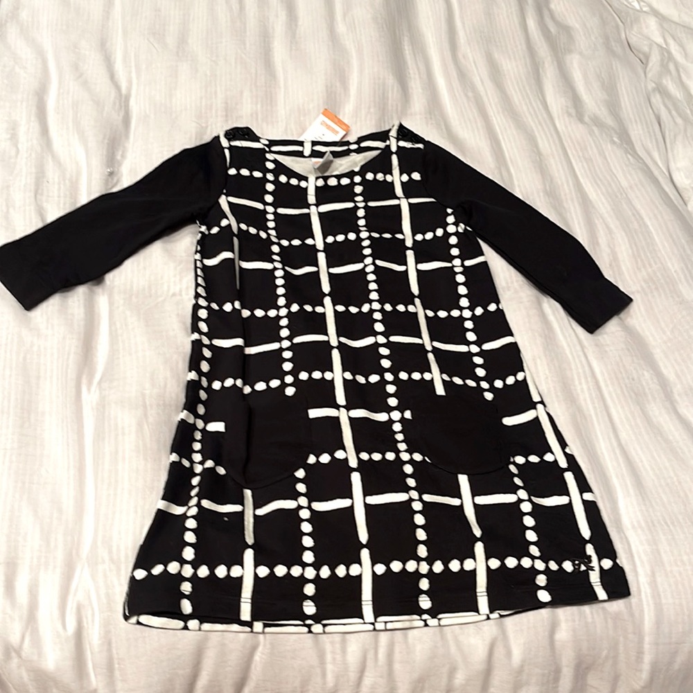 Girls black and white cotton dress. NWT